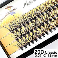 Вії Nesura Eyelash Classic 20D, 0,07, вигин C, 15 мм, 60 пучків накладні вії пучки Несура 20д класік