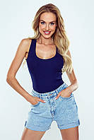 Майка женская базовая трикотажная боксерка синяя. Модель Lotta Eldar