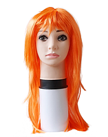 Оранжевый прямой парик карнавальный (55 см)