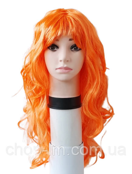 Жовтогаряча перука хвилястий — кучерявий (55 см) штучний