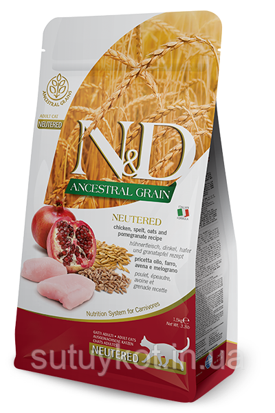 Farmina (Фарміна) N&D Low Grain Cat Neutered Chicken низькозерновий сухий корм для стерилізованих кішок з куркою, 10 кг