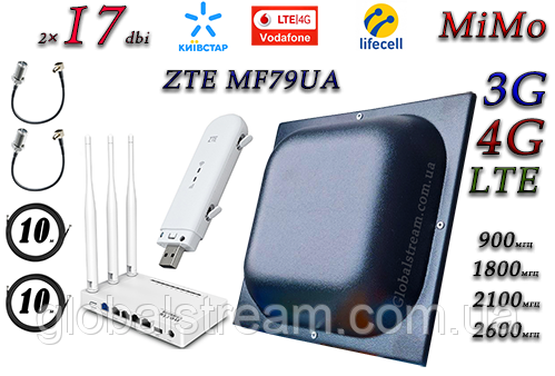 Повний комплект 4G/LTE/3G WiFi Роутер ZTE MF79UA (укр) + Netis MW5230 + MiMo антеною до 18 дБ
