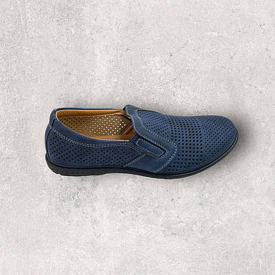 Чоловічі туфлі, синього кольору, з перфорацією, зручні, класичні, No 5438-8 (40-45)