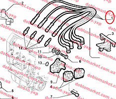 Дроти свічок запалювання 1.2 i 8v Doblo 2000-2005, Арт. 0986356754, 46749624, BOSCH