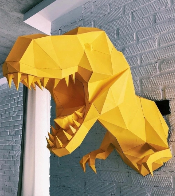 PaperKhan Конструктор із картону динозавр тиранозавр пазл орігамі  papercraft 3D фігура полігональна набір подарок сувенір антистр