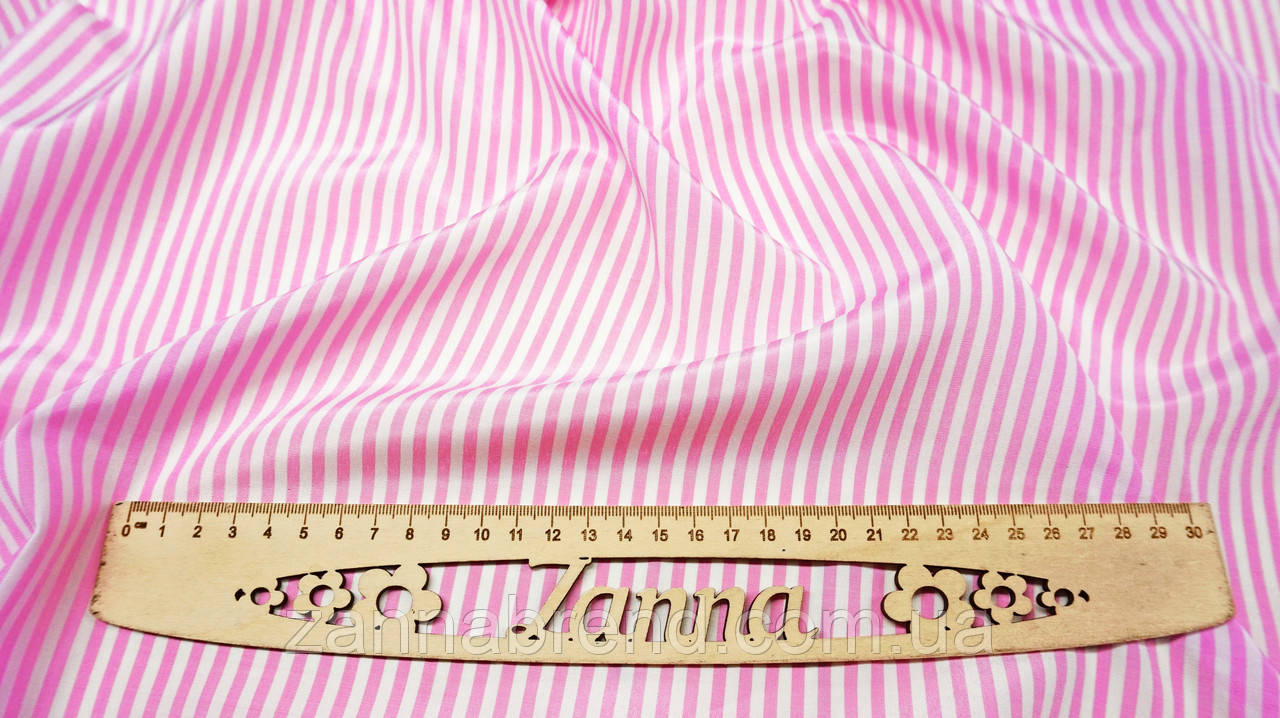 Сорочкова тканина (імітація сорочкового котону) в рожево-білу смужку, фото 1