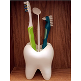 Тримач для зубних щіток настільний пластиковий / Підставка під зубні щітки біла у формі зуба, фото 2