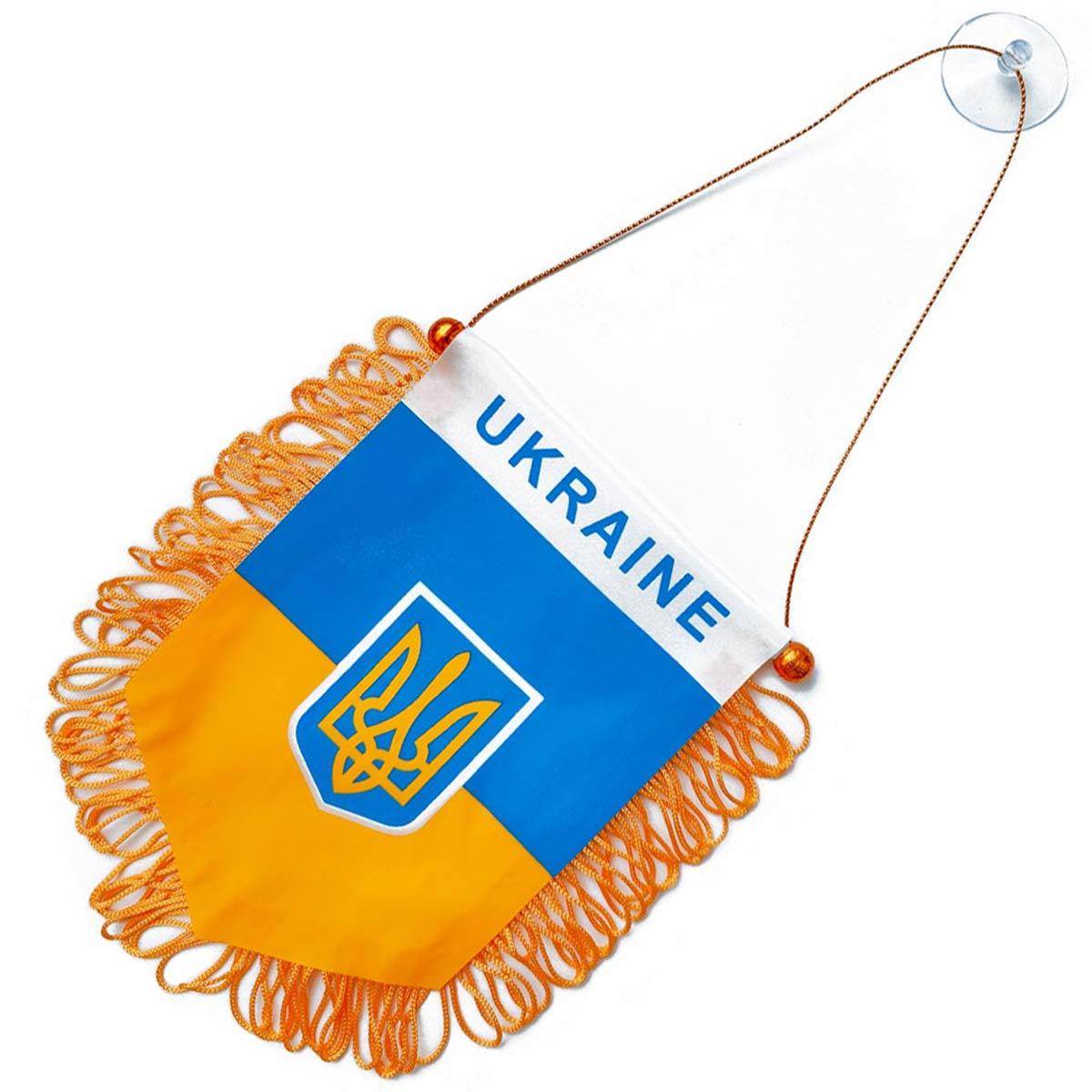 Вимпел в авто Ukraine (16*14 см) з присоскою