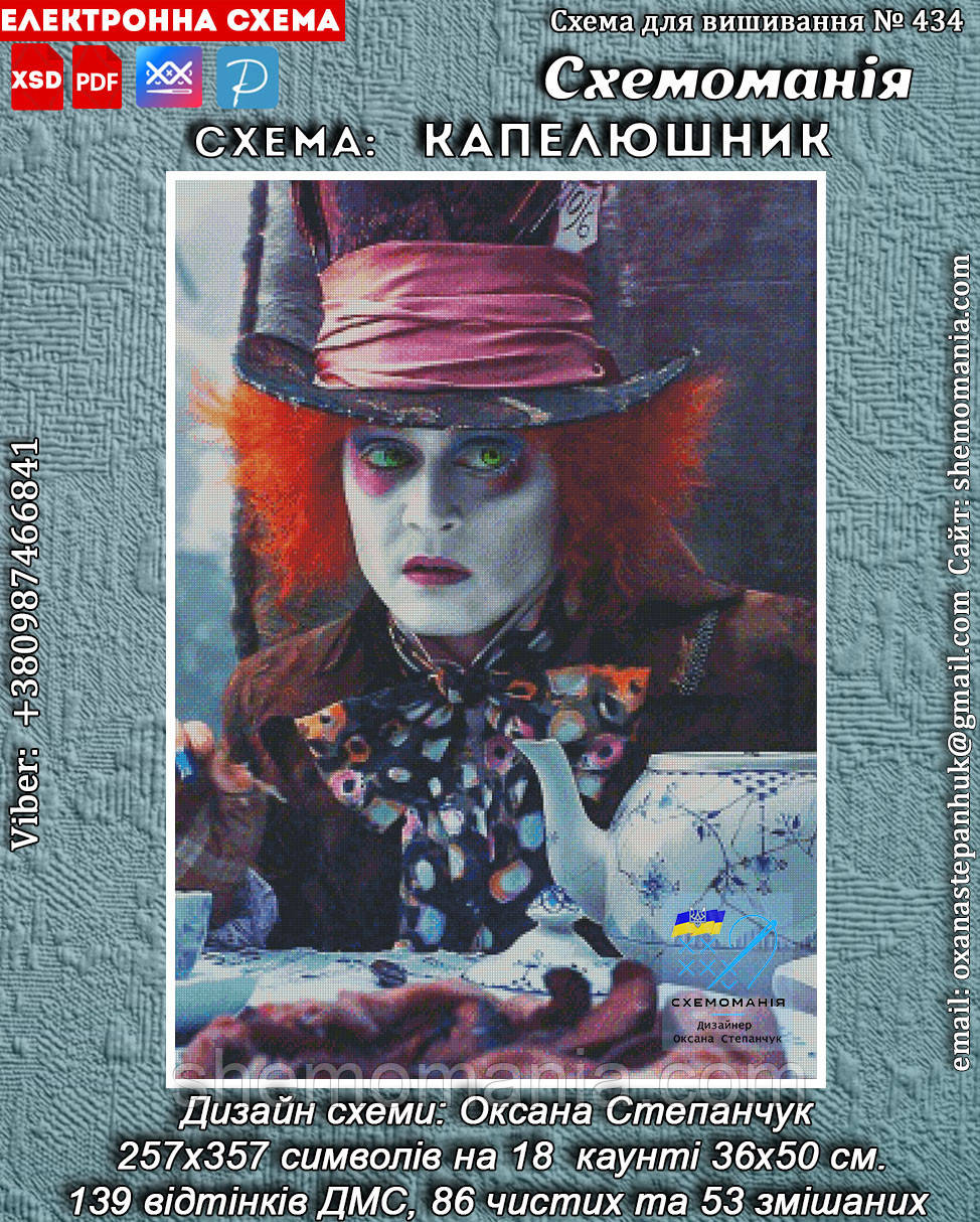 (Електронна)Схема для вишивання хрестиком або петитом:"Капелюшник"