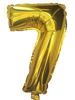 Куля цифра 7 фольгована золото 35 см.