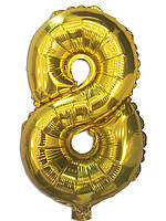 Куля цифра 8 фольгована золото 35 см.