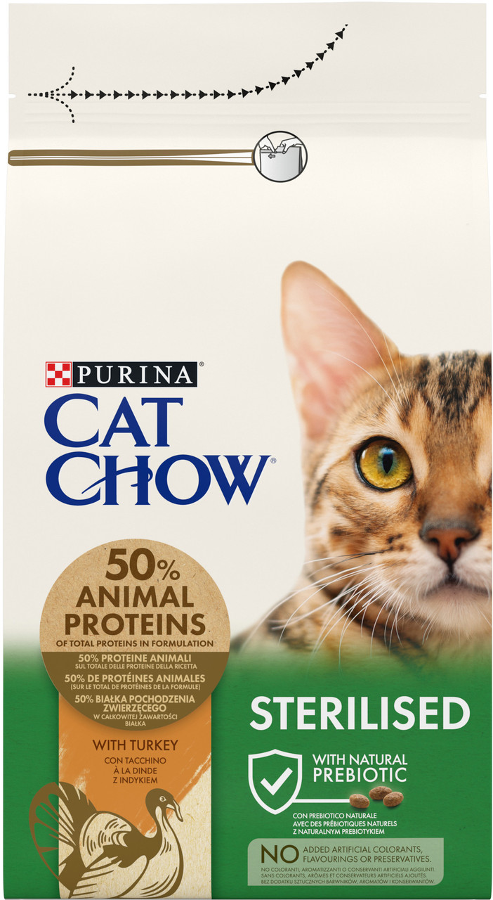 Сухий корм для дорослих стерилізованих котів Purina Cat Chow Sterilised з індичкою 1.5 кг