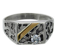 Серебряное мужское кольцо с золотой накладкой "Горец"