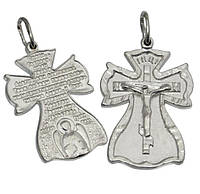 Православный серебряный крестик с Распятием с молитвой