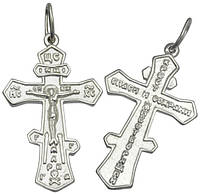 Православный серебряный крестик с Распятием - крестик Спаси и Сохрани