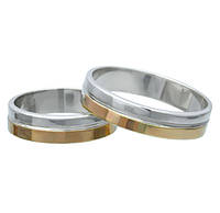(Пара) Серебряные обручальные кольца с золотыми пластинами