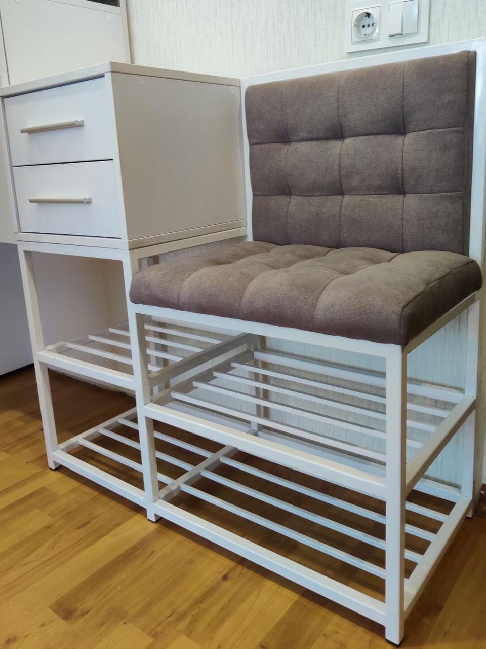 Банкетка для взуття з шухлядою, тумба для взуття з шухлядою, висока полиця для взуття в коридор передпокою, взуття, фото 1