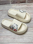 Жіночі стильні об'ємні шльопанці піна з ведмедиком, фото 4
