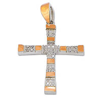 Женский крестик из серебра и золота - серебряный крестик с золотыми пластинами