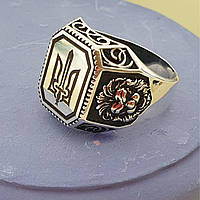Мужская серебряная печатка Трезубец - мужской перстень с символом Украины