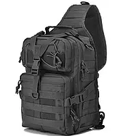 Рюкзак тактический однолямочный черный 15л военный рюкзак на одну лямку тактическая сумка рюкзак через плечо