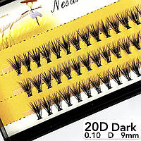 Nesura Eyelash 20D Dark, 0,10, изгиб D, 9 мм, 60 пучков премиум Ресницы Несура 20д густые