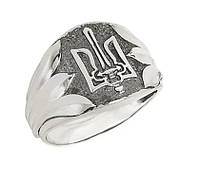 Серебряный мужской перстень с гербом Украины Трезубец - мужское серебряное кольцо
