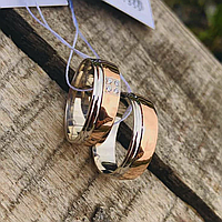 Пара Серебряные обручальные кольца с золотыми напайками любой размер - можно с камнями можно без камней