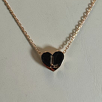 Женское позолоченное серебряное колье Буква L - подвеска сердечко на цепочке с буквой L
