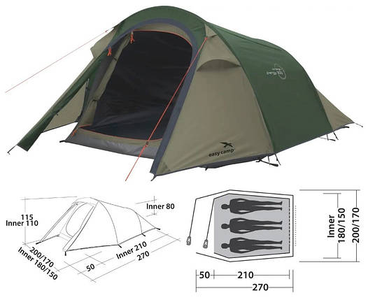 Намет тримісний Easy Camp Energy 300 Rustic Green (120389), фото 1
