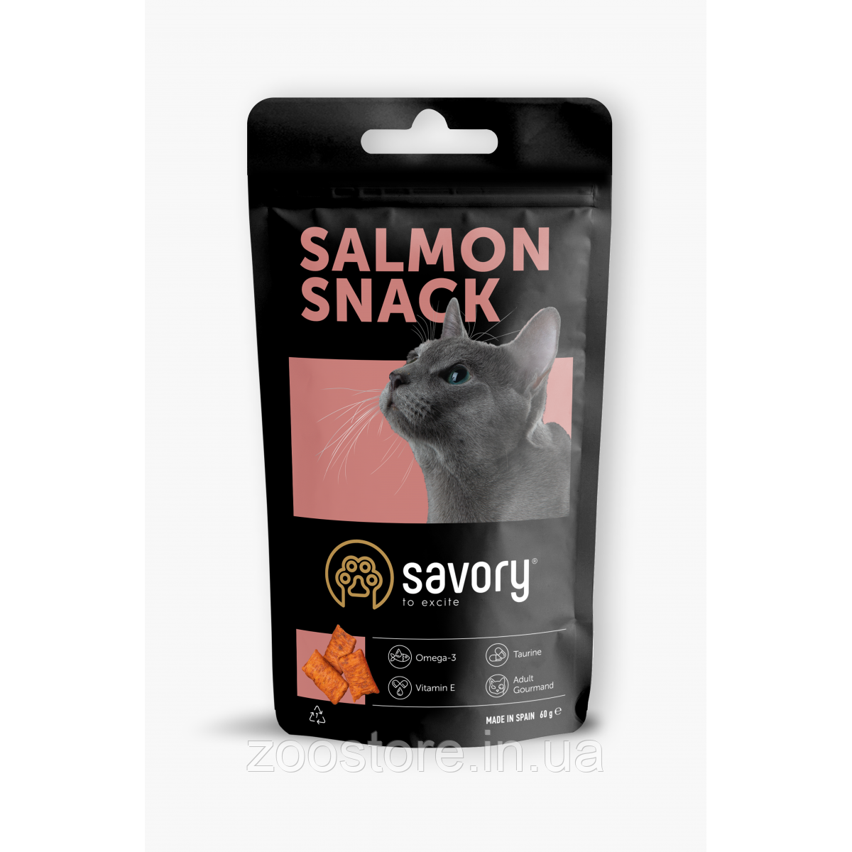 Ласощі для заохочення котів Savory Snack Salmon, подушечки з лососем, 60 г