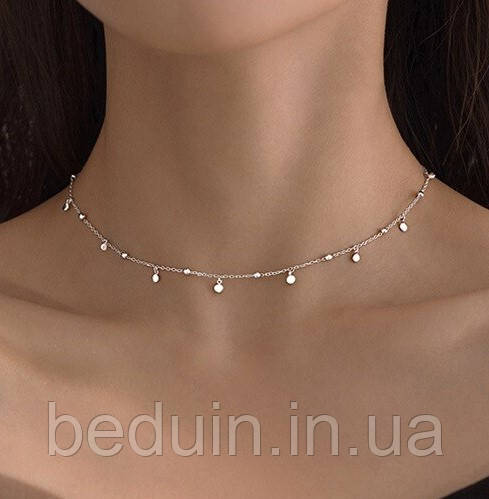 Підвіска на шию Чокер з монетками та кульками - срібне покриття  925 проби EGYPT SILVER