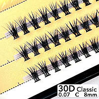 Nesura Eyelash Classic 30D, 0,07, изгиб C, 8 мм, 60 пучков Ресницы пучки Несура Классик 30д