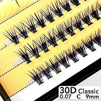 Вії Nesura Eyelash Classic 30D, 0,07, вигин C, 9 мм, 60 пучків виразні вії пучками Несура Класік
