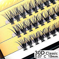Вії Nesura Eyelash Classic 30D, 0,07, вигин C, 10 мм, 60 пучків виразні вії пучками Несура Класік