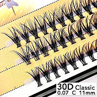 Nesura Eyelash Classic 30D, 0,07, изгиб C, 11 мм, 60 пучков Ресницы пучки Несура Классик 30д