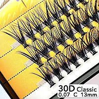 Nesura Eyelash Classic 30D, 0,07, изгиб C, 13 мм, 60 пучков Ресницы пучки Несура Классик 30д