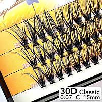 Nesura Eyelash Classic 30D, 0,07, изгиб C, 15 мм, 60 пучков Ресницы пучки Несура Классик 30д