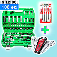 Intertool набори інструментів 108ед + 12 шт. ключів + 6 шт. ударних викруток, IOL