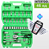 Комбинированный набор инструментов 46ед (1/4) + набор ключей 6шт, Набор инструментов для гаража, IOL