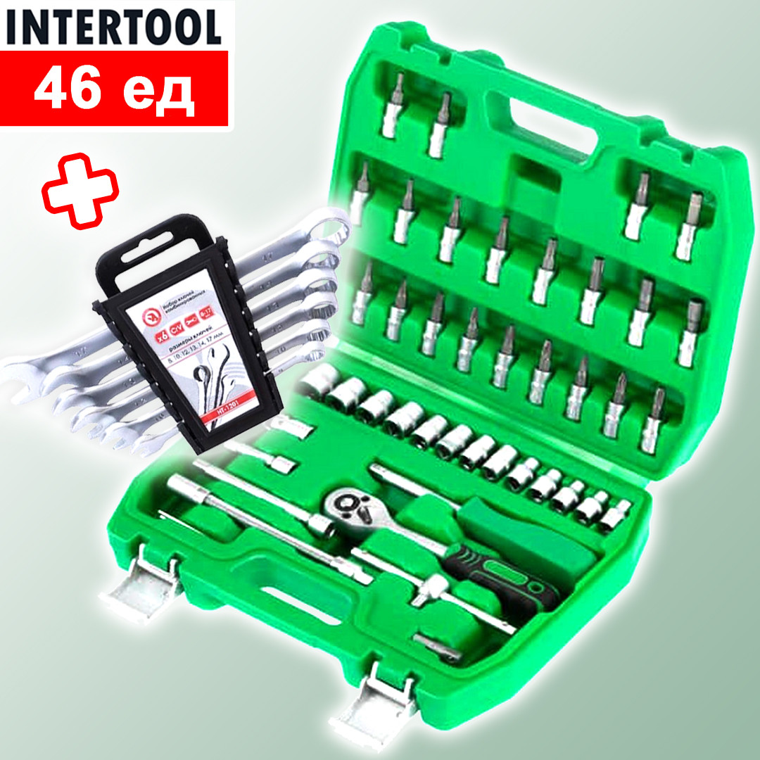 Наборы инструментов для сто 46ед (1/4) + набор ключей 6шт ...