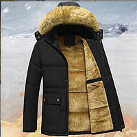 Куртка чоловіча осінь-зима (на утеплювачі + хутро) чорного кольору 52р. осінь-зима модна стильна для чоловіків