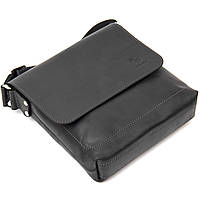 Практичная кожаная мужская сумка GRANDE PELLE 11431 Черный Отличное качество
