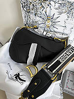Женская мини сумка клатч Christian Dior Saddle Premium (черная) Gi91071 красивая стильная модная Кристиан Диор