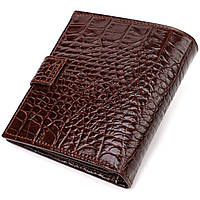 Шикарный мужской бумажник из натуральной кожи с тиснением под крокодила CANPELLINI 21729 Коричневый высокое