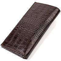 Стильный мужской вертикальный бумажник из натуральной кожи с тиснением под крокодила CANPELLINI 21900