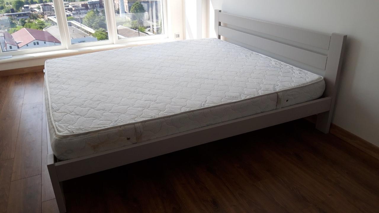 Односпальне ліжко з масиву дуба Палермо 90х200 Сіра емаль K 026 Крок ламелей 5,5 см.
