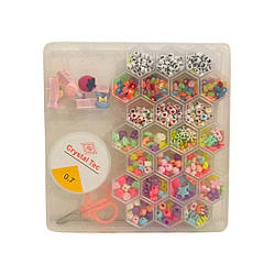 01 F Набір бісеру, ножиці, нитка, шпильки, у кейсі