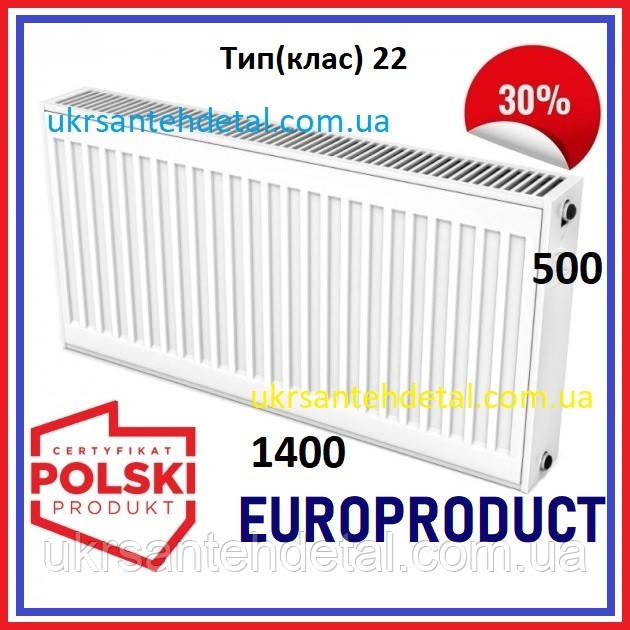 Сталевий радіатор панельний 500x1400 Europroduct (Польща)