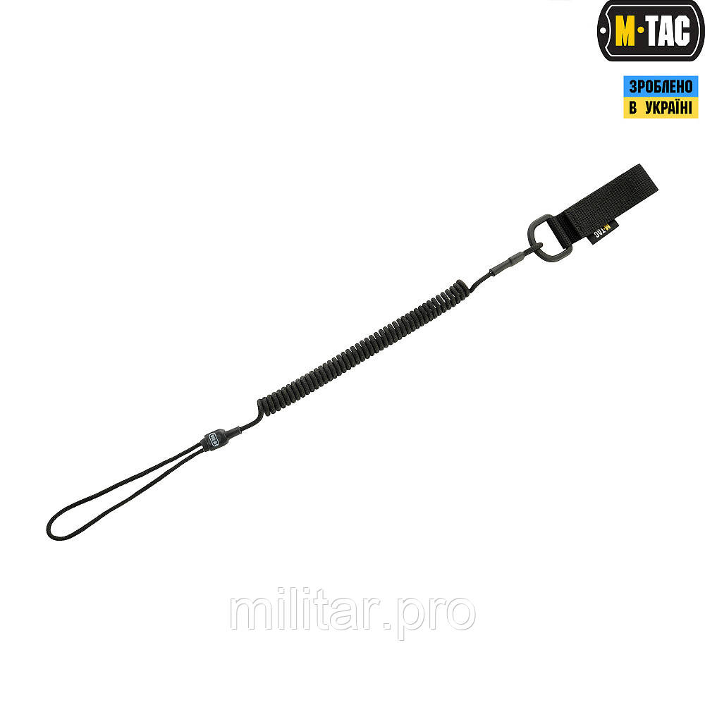 M-Tac шнур страховочный Lite комбинированый с D-кольцом черный - фото 1 - id-p1883614826